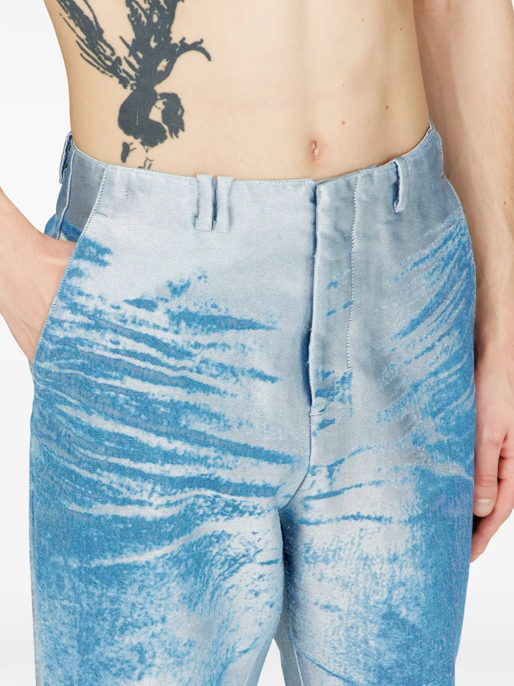 Diesel D-Askar slim-fit jeans met whisker patroon Blauw