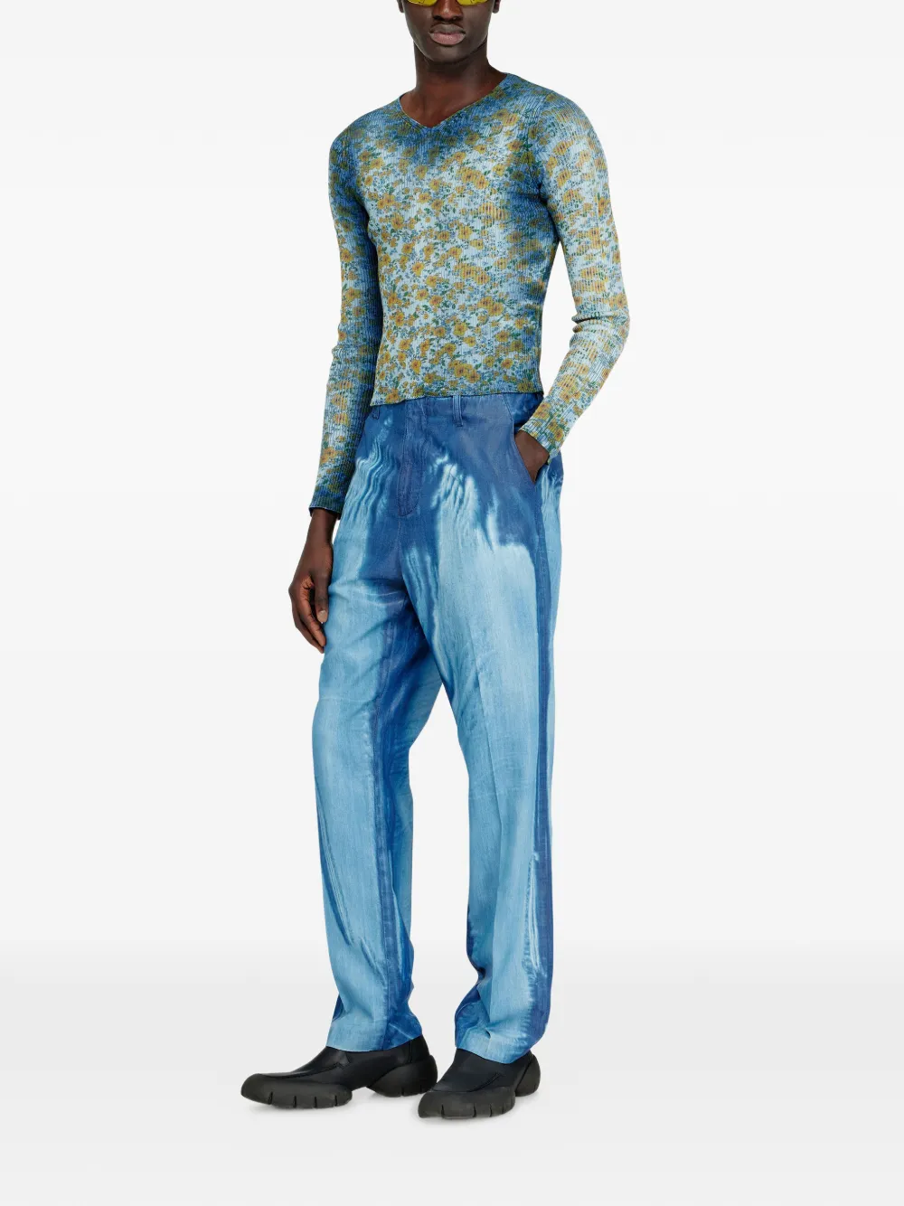 Diesel M-Ege T-shirt met bloemenprint Blauw
