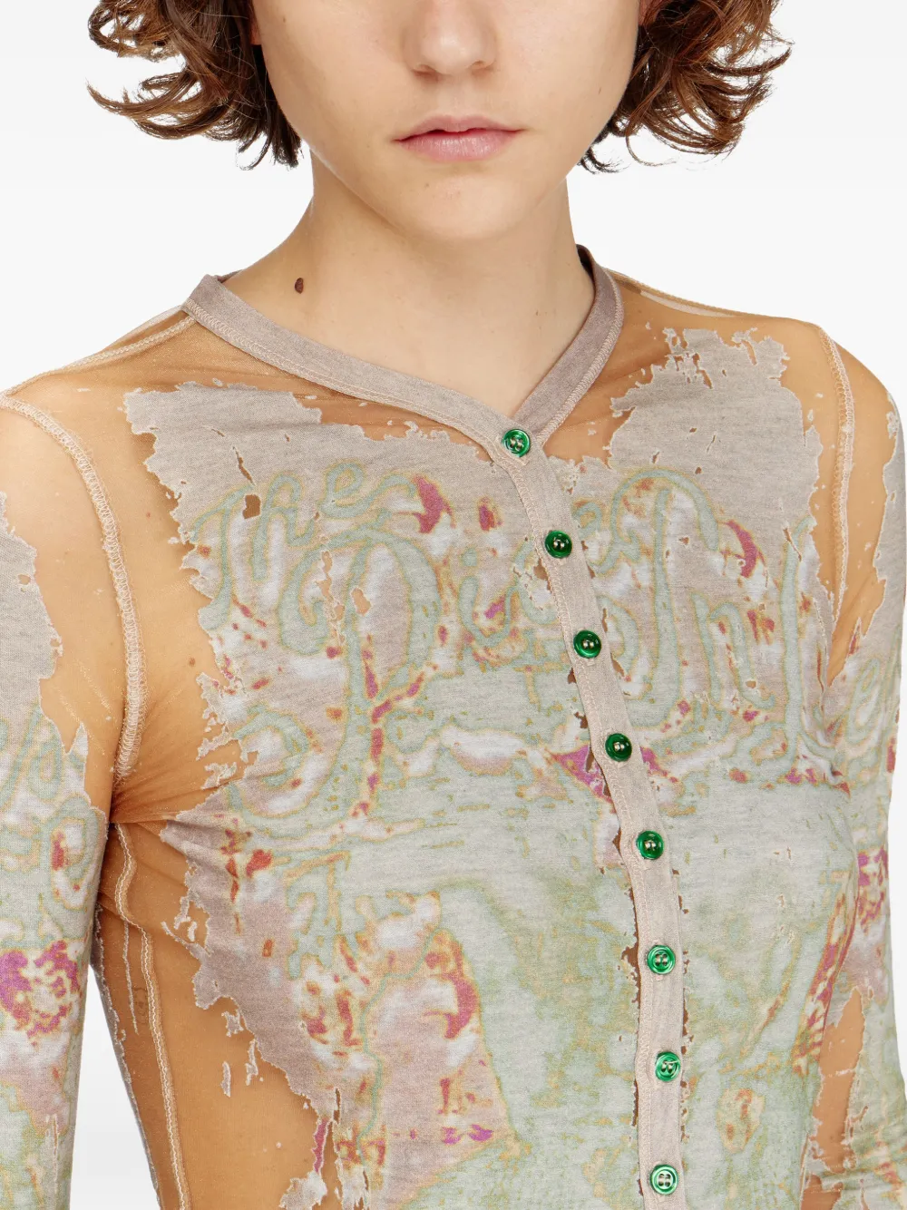 Diesel Devoré jersey top met print Beige