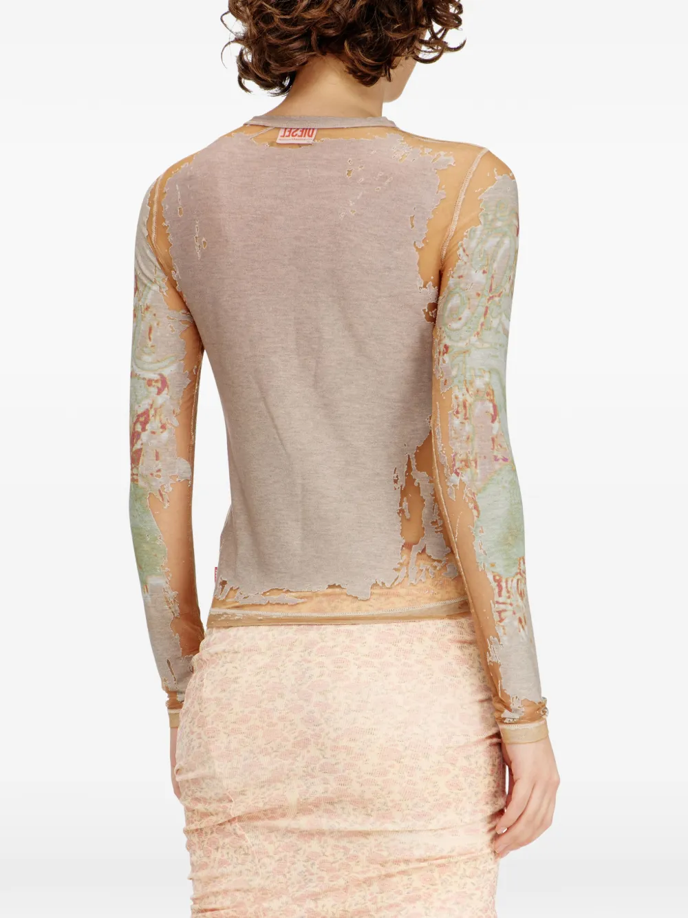 Diesel Devoré jersey top met print Beige