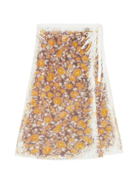 Diesel midi B-Blomette floral ribbed wrap skirt