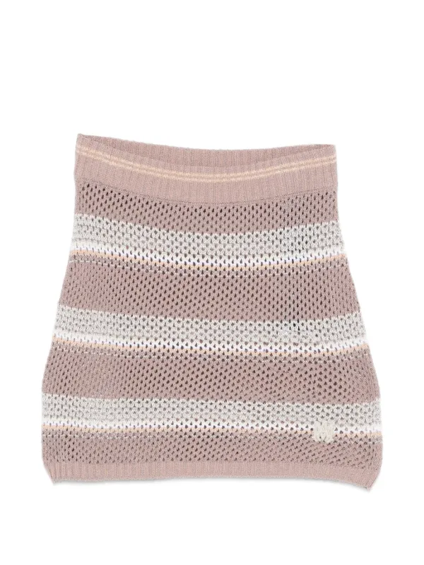 Amiri MA Stripe Crochet Mini Skirt in Neutrals