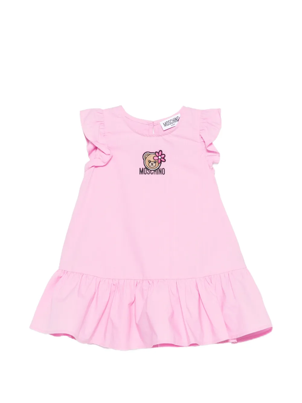 Moschino Kids logo-print ruffle-detail dress - Pink
