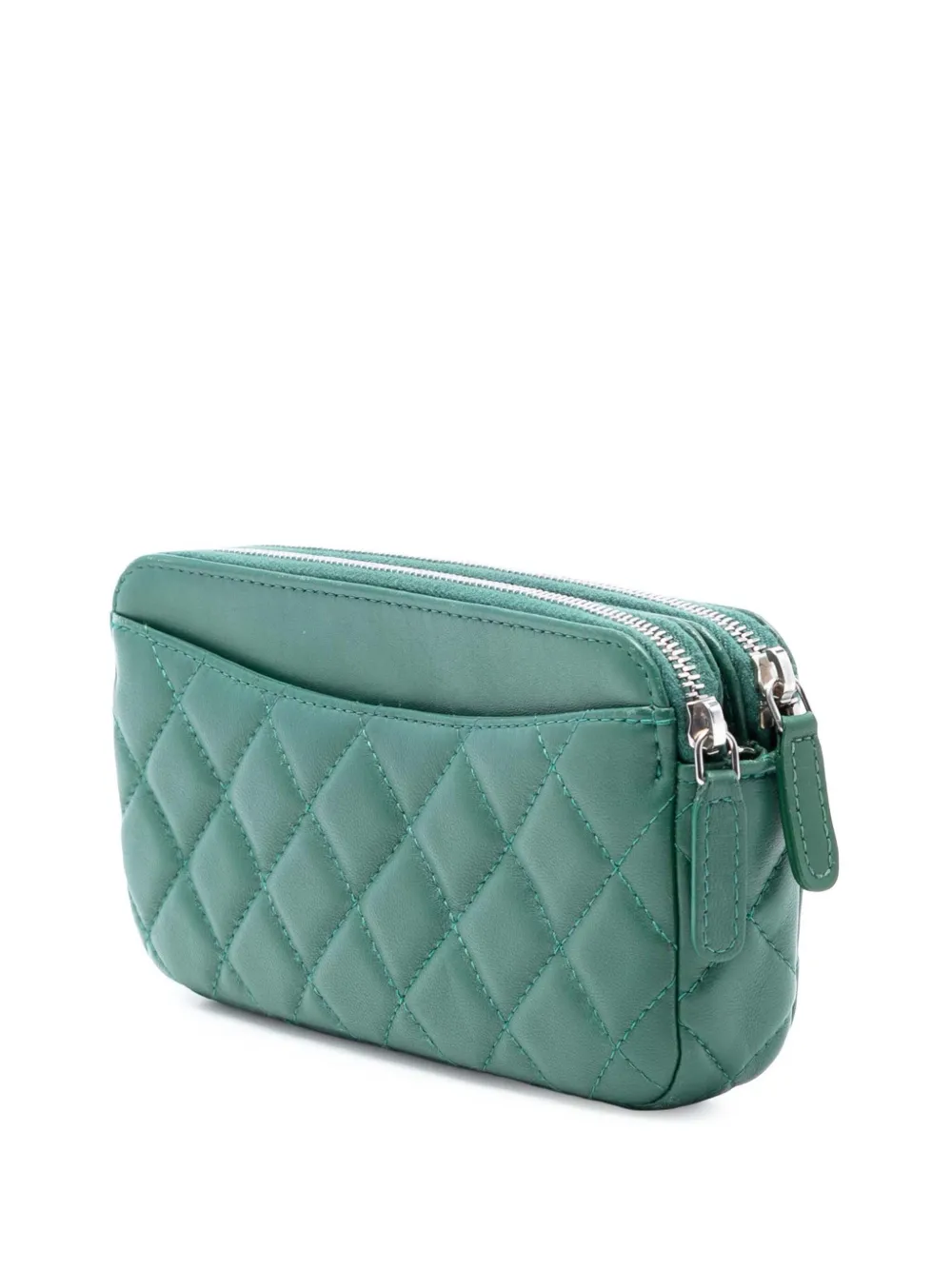 2019 Cc Quilted Lambskin Double Zip Clutch With Chain Crossbody Bag