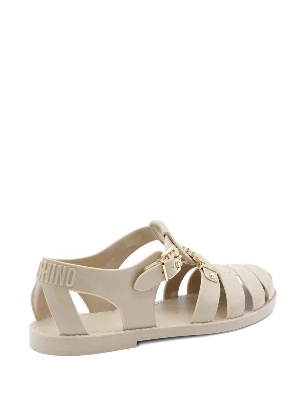 Moschino logo buckle sandals Beige