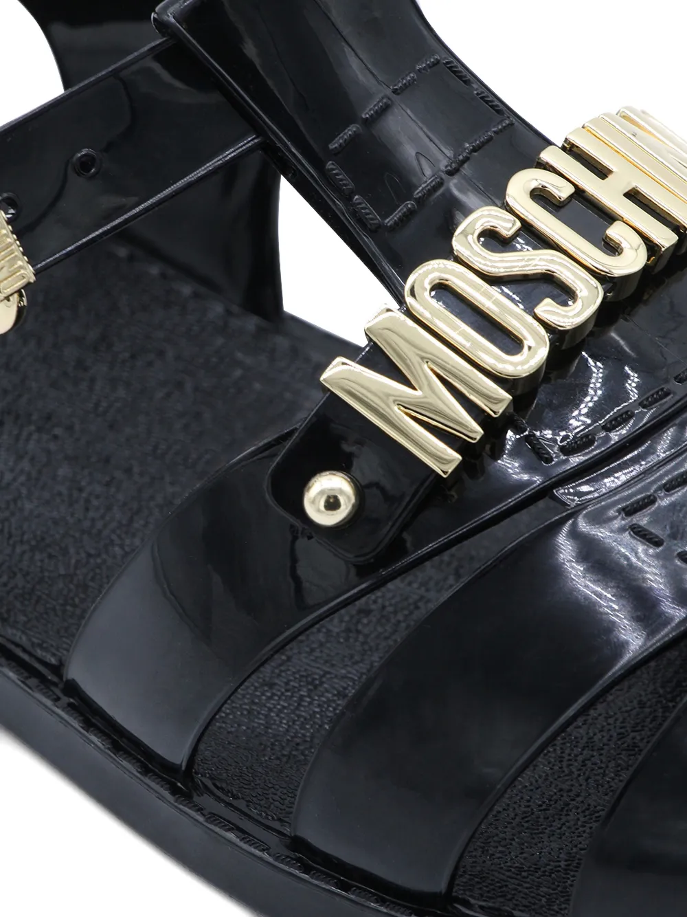 Moschino logo buckle sandals Zwart