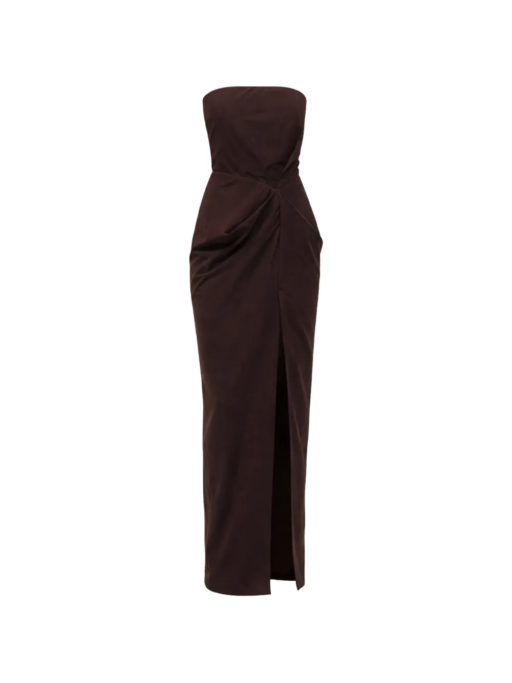 STAUD Kara strapless front-slit maxi dress - Marrone