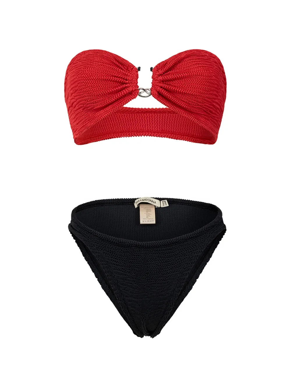 PARAMIDONNA Frida ring-detail textured bikini - Rot