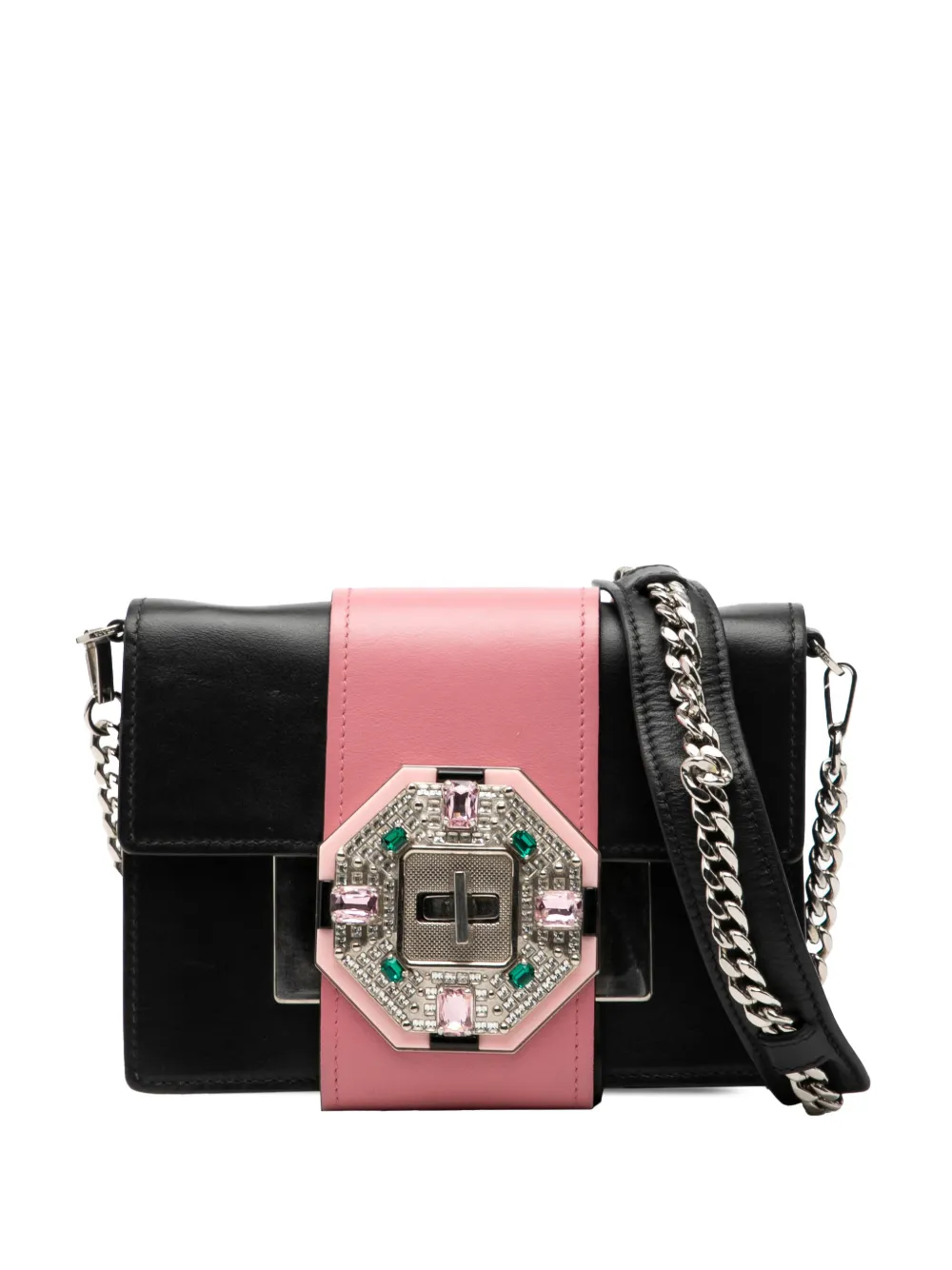 Prada Pre-Owned 2000-2025 City Calf Crystal Embellished Ribbon Bag crossbody bag - Nero