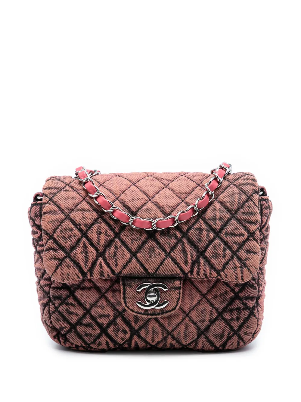 CHANEL Pre-Owned 2019 Small Square CC Quilted Denimpression Single Flap crossbody bag - Grigio