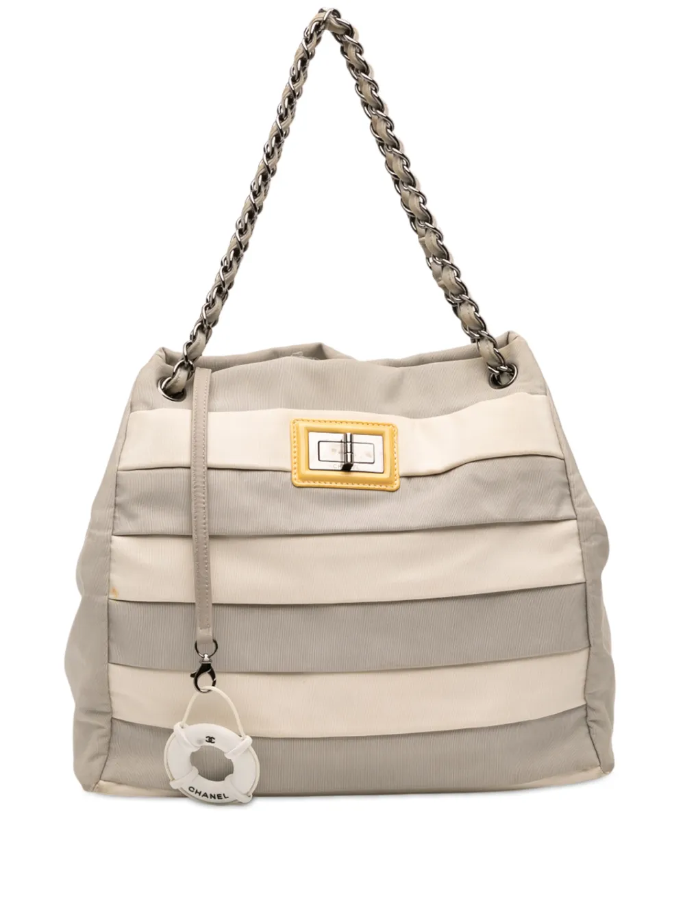 CHANEL Pre-Owned 2008-2009 Bicolor Nylon Grosgrain Reissue 2.55 Shopping tote bag - Grigio