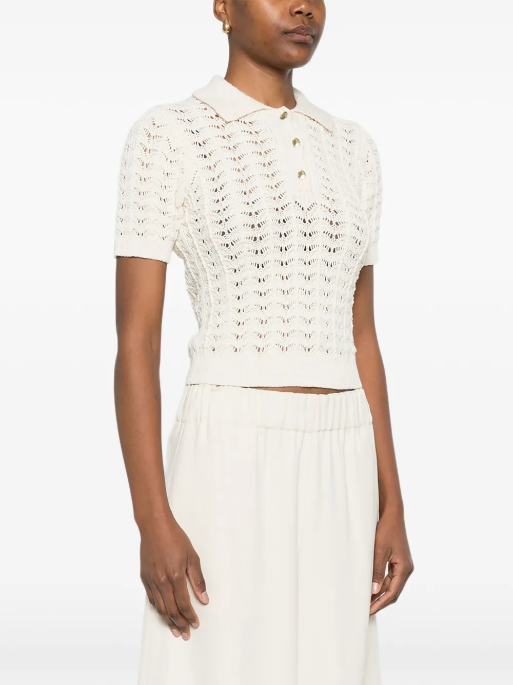  Forte Forte Openwork Polo Shirt - Neutrals 