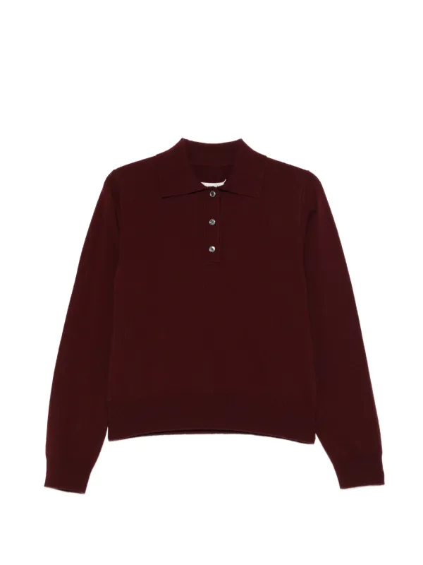 Maison Margiela Button-fastening Polo Top in Red