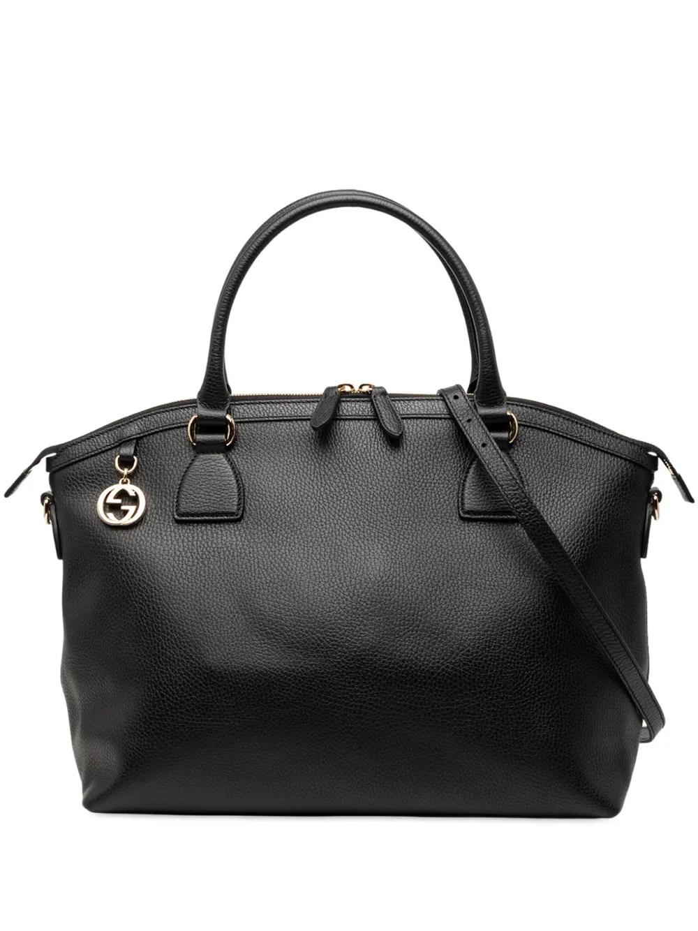 Gucci Pre-Owned 2016-2025 Large Dollar Calfskin GG Charm Dome satchel - Nero