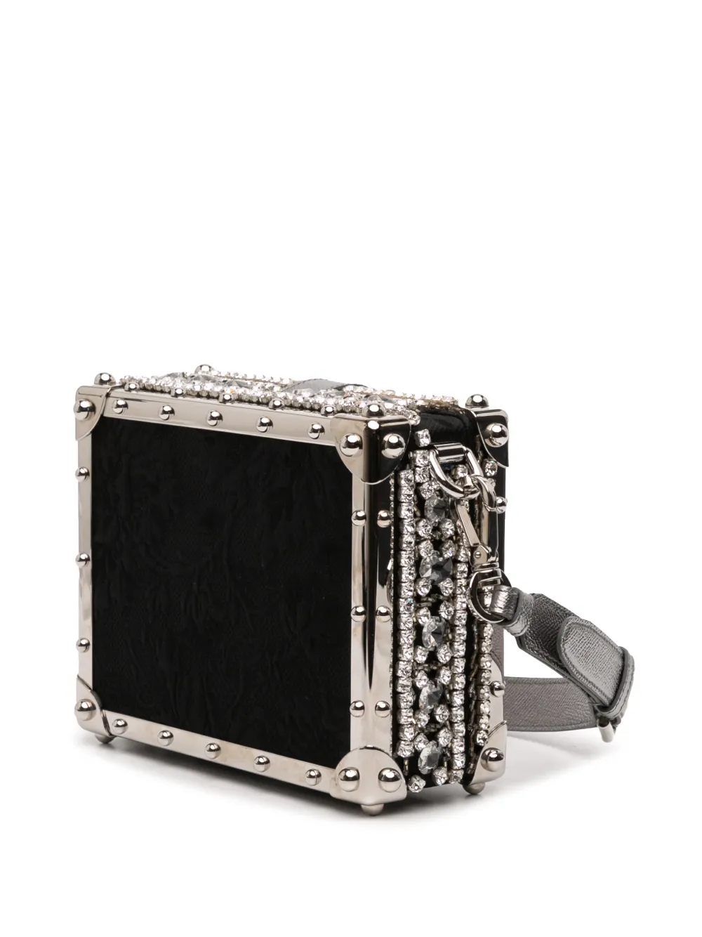  Dolce & Gabbana Pre-owned 2010-2025 Rhinestone Embellished Jacquard Dolce Box Bag Shoulder Bag - Black 