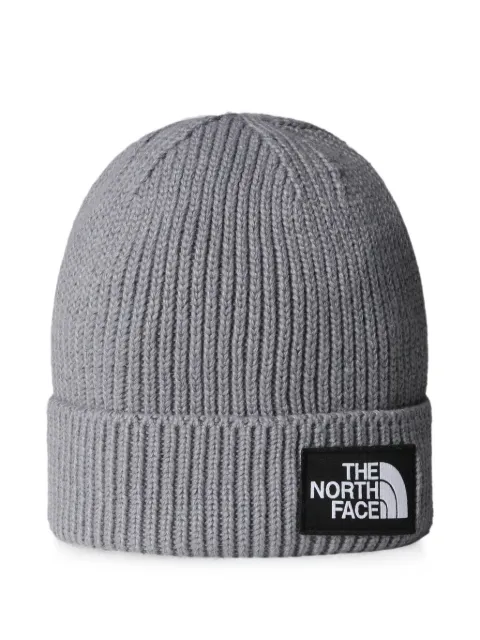 The North Face logo-patch ribbed-knit beanie hat
