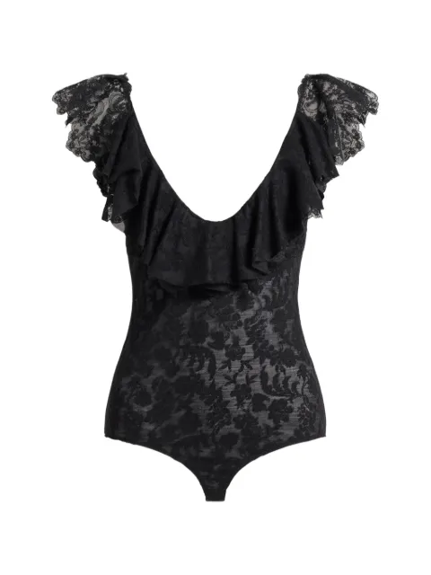 Alberta Ferretti body de encaje con volantes