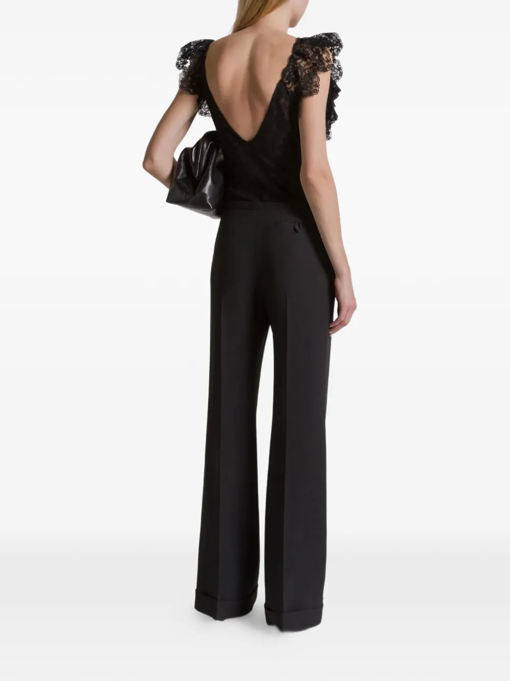 Alberta Ferretti Kanten body met ruches Zwart