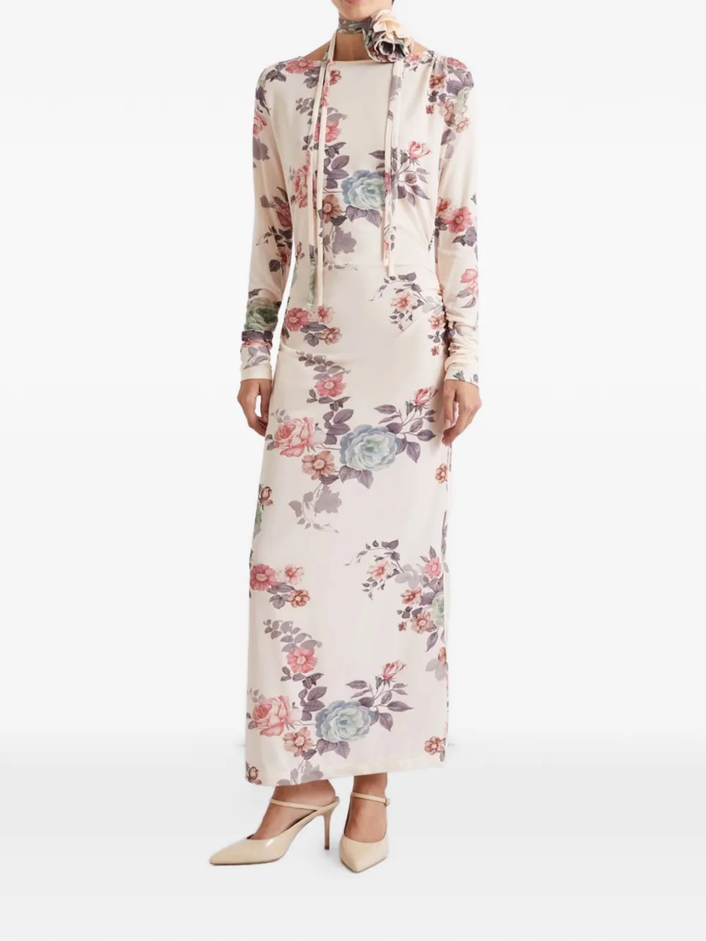  Marella Floral-print Maxi Dress Set (set Of Two) - Neutrals 