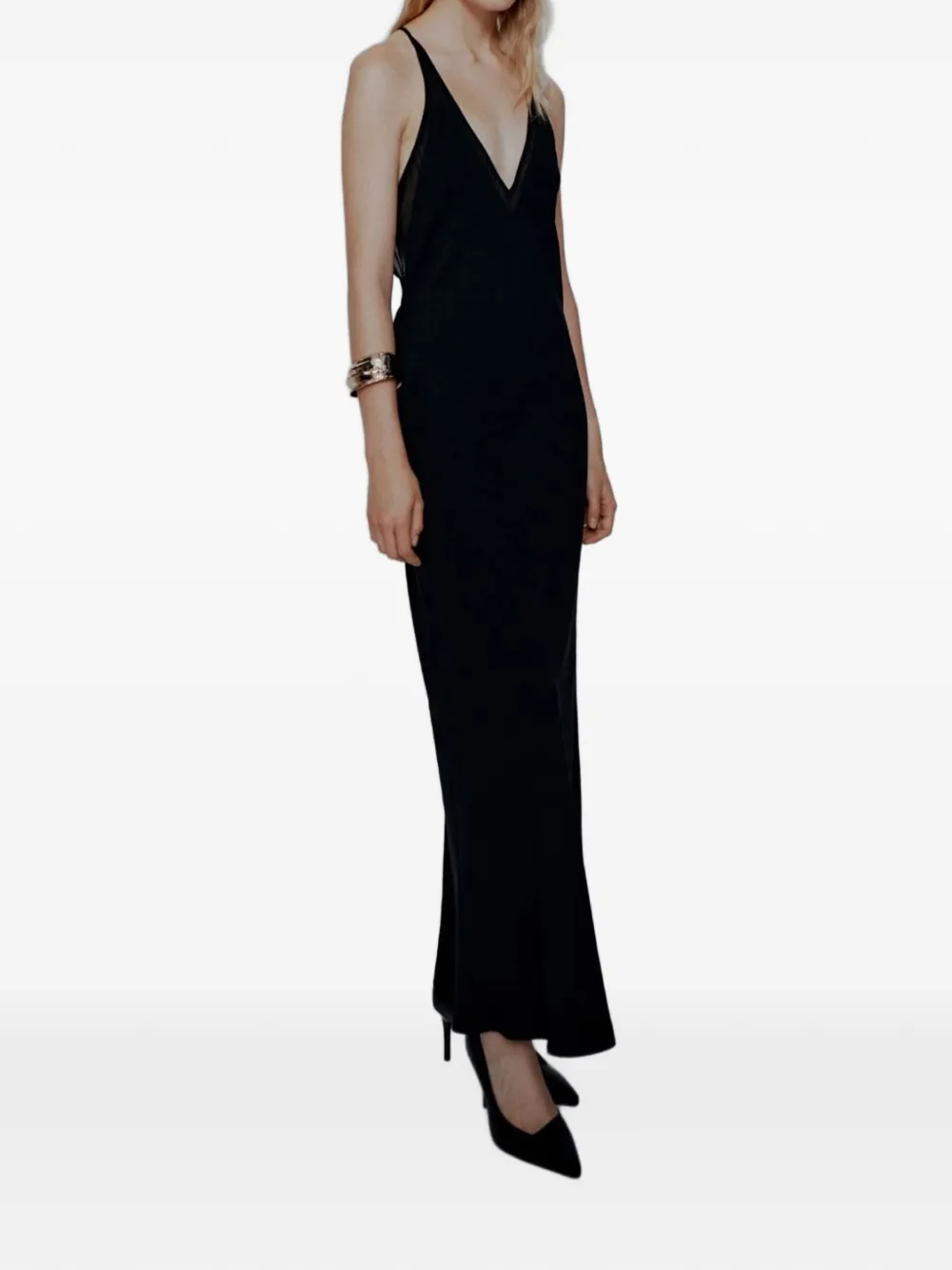  Marella V-neck Maxi Dress - Black 