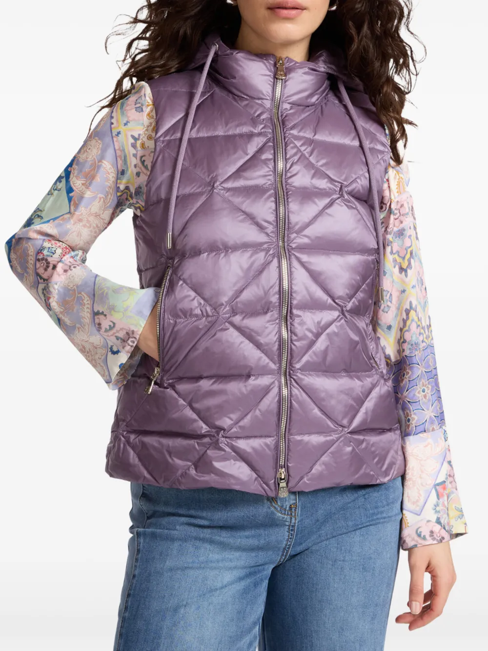  Elena Miro` Zip-up Gilet - Purple 