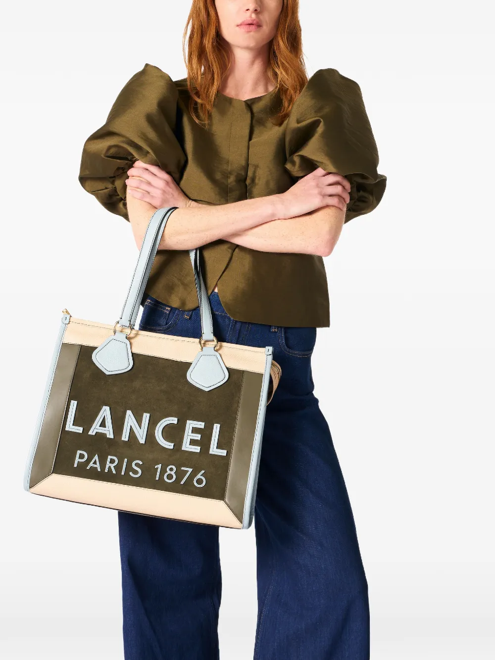  Lancel Logo Zip Tote Bag - Green 
