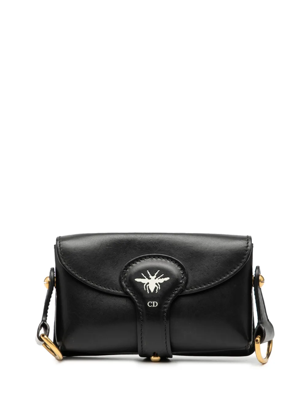 Christian Dior Pre-Owned 2016 Mini Leather D Bee Saddle Bag crossbody bag - Nero