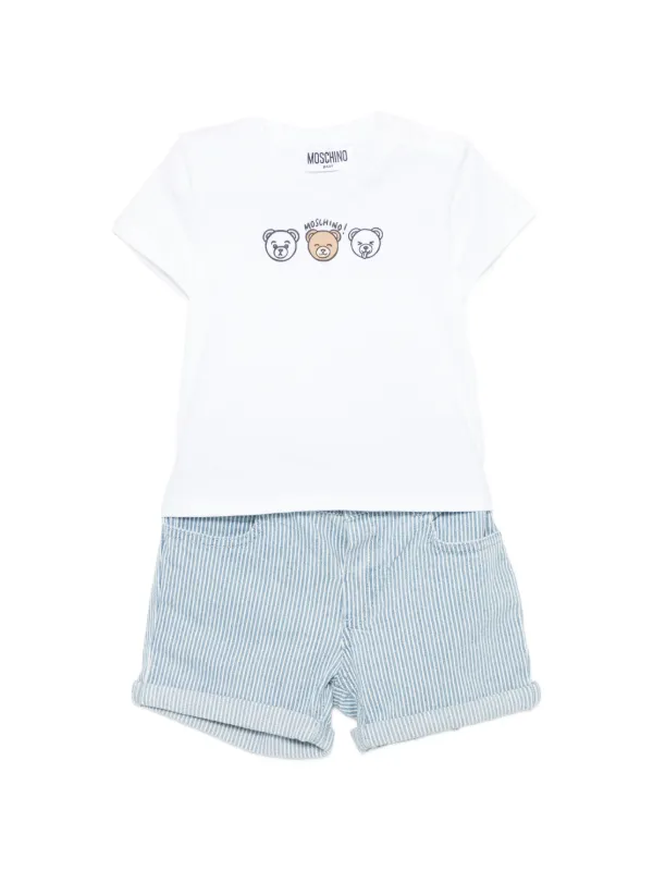 Moschino Kids ストライプ Tシャツ＆ショートパンツ セット | ブルー