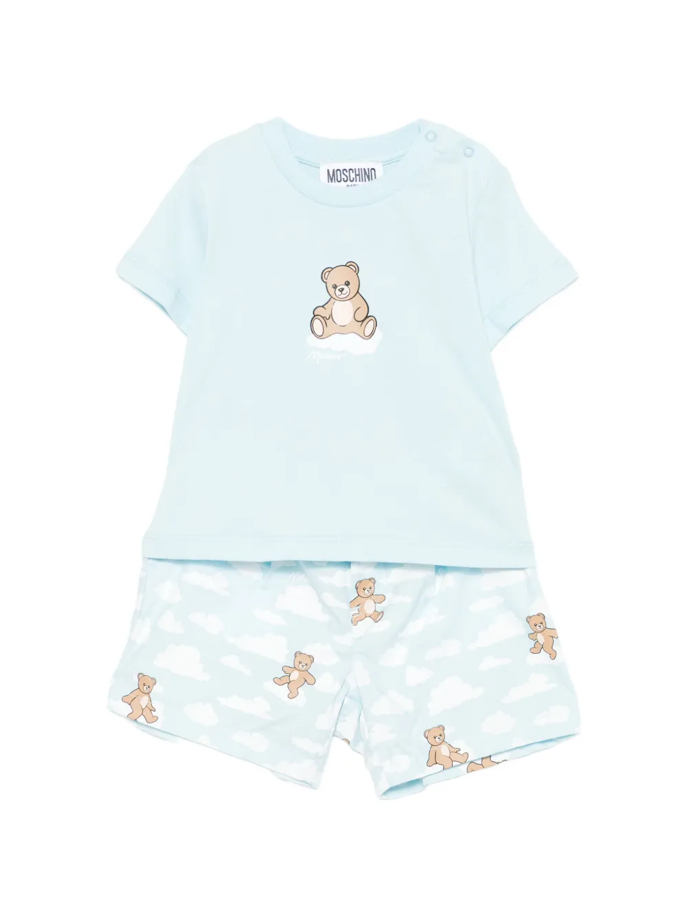 Moschino Kids bear-print baby short and T-shirt set - Blu