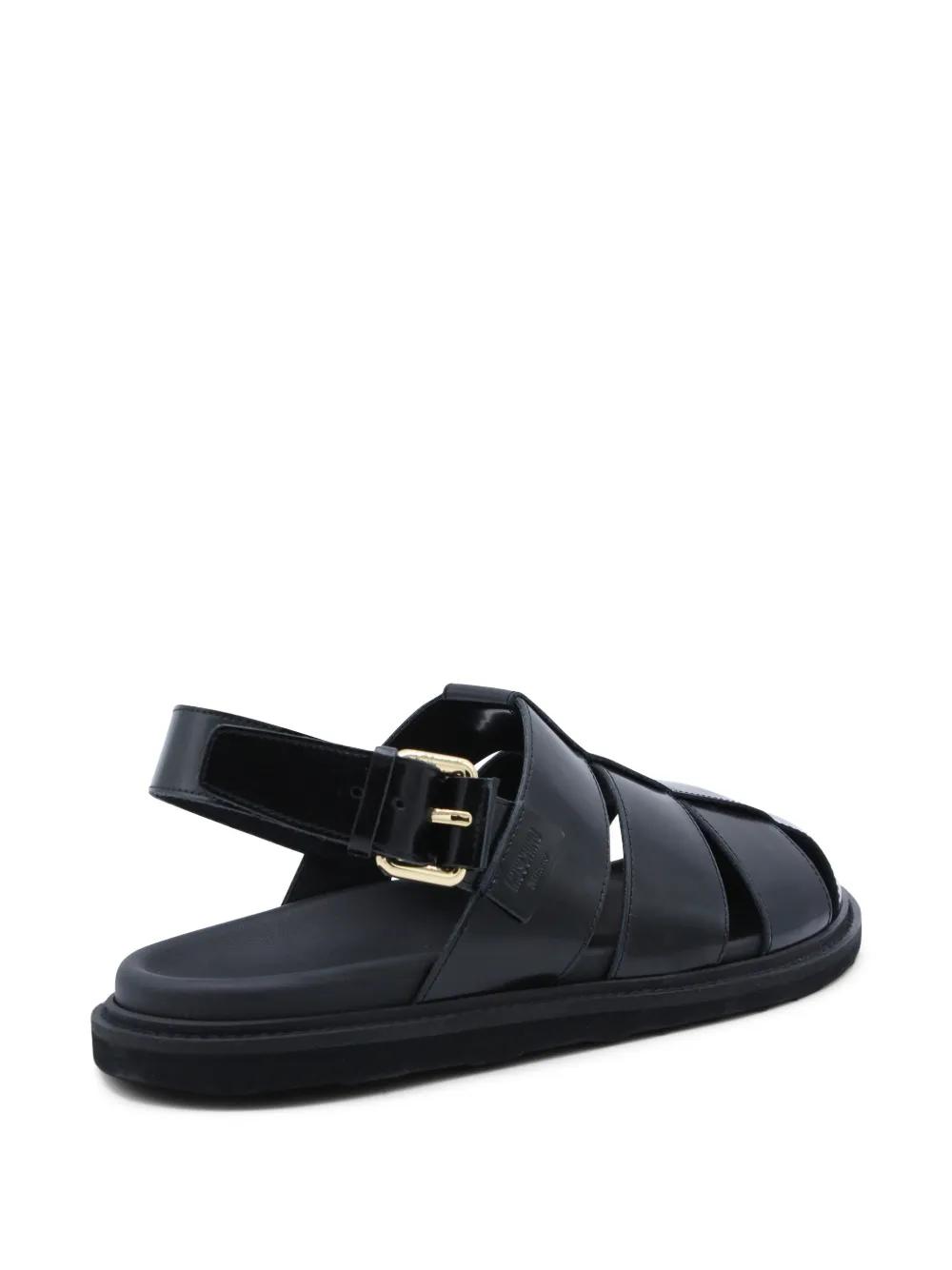 Moschino strappy buckle leather sandals Zwart