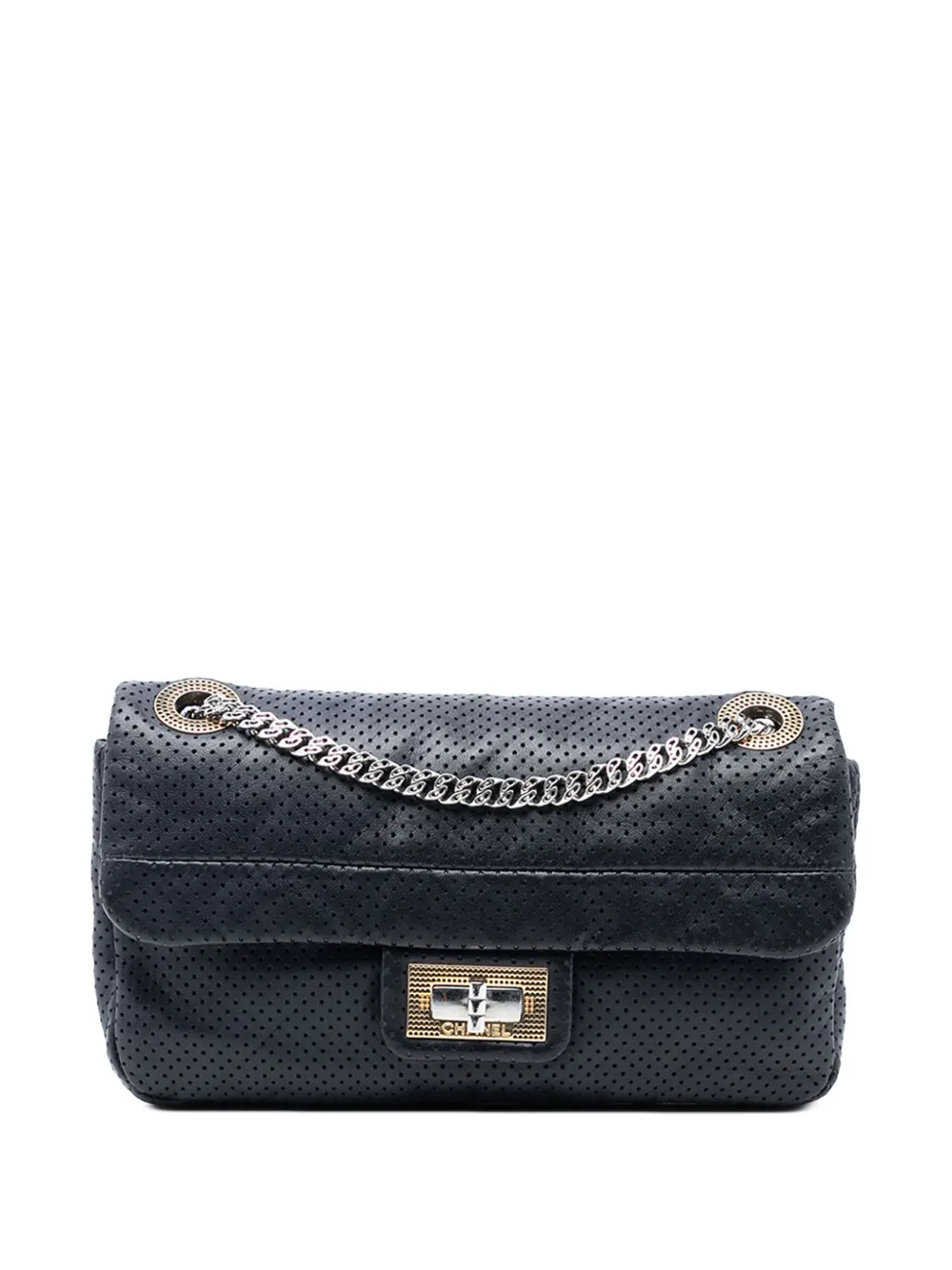 CHANEL Pre-Owned Borsa a spalla Reissue Drill Flap piccola in pelle di vitello traforata 2008-2009 - Nero