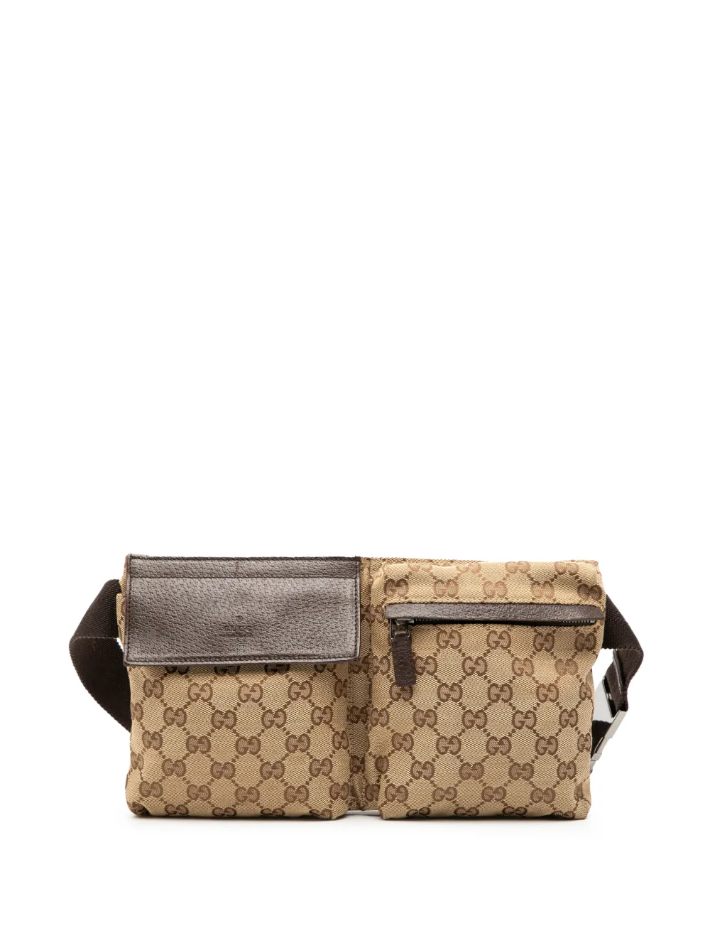 Gucci Pre-Owned 2000-2015 GG Canvas Double Pocket belt bag - Marrone
