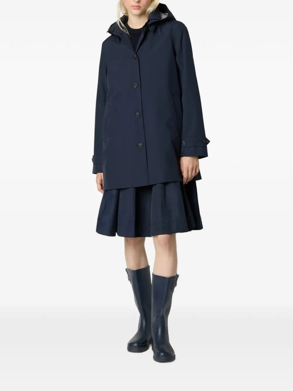 Save The Duck Hooded Buttoned Coat - Blue 