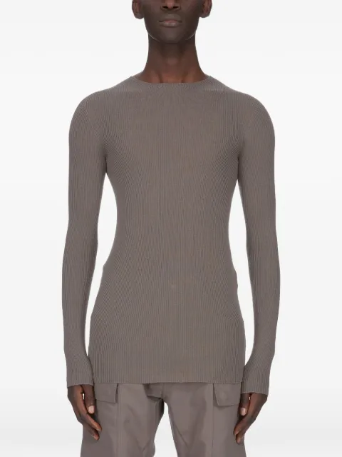 Rick Owens suéter de canalé con cuello redondo