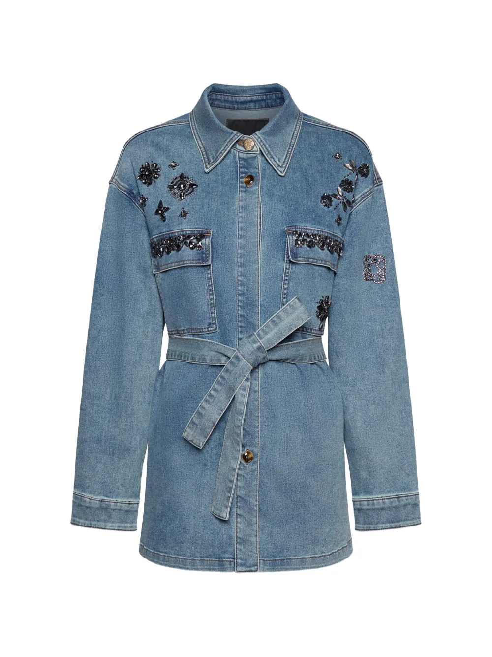 ELENA MIRO` apliqués embellished denim jacket - Blu