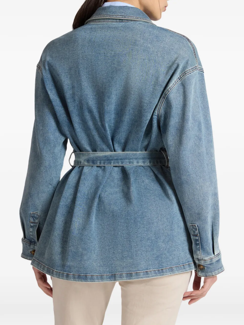  Elena Miro` Apliqués Embellished Denim Jacket - Blue 