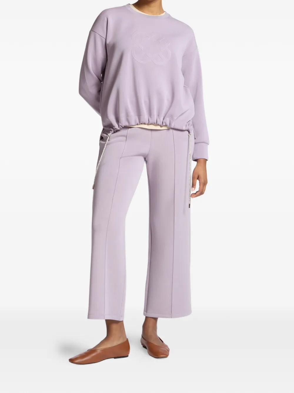  Elena Miro` Embossed Drawstring Sweatshirt - Purple 