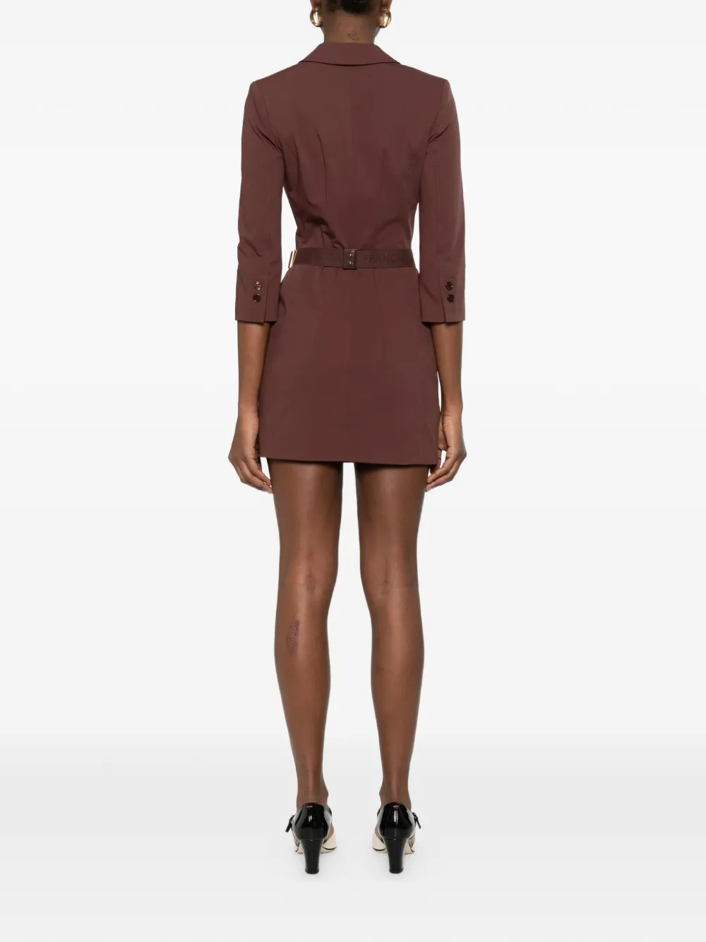 Elisabetta Franchi Jurk met knopen en ceintuur Bruin