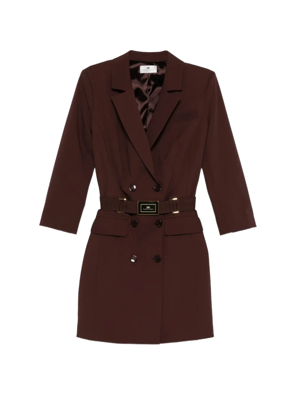 Elisabetta Franchi button belted dress - Marrone
