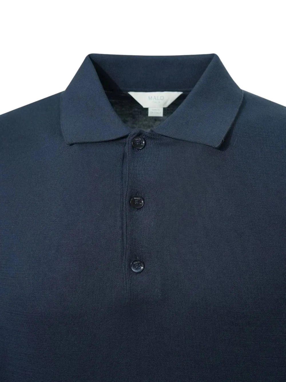 Malo Gebreid poloshirt Blauw