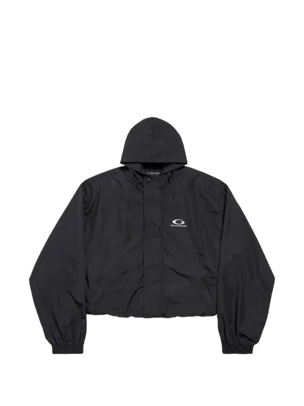 Balenciaga Loop Sports Icon Hooded Tracksuit Jacket in Black