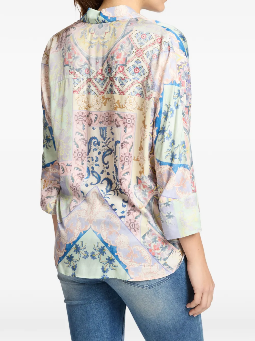  Elena Miro` Patchwork Patterned Shirt - Pink 