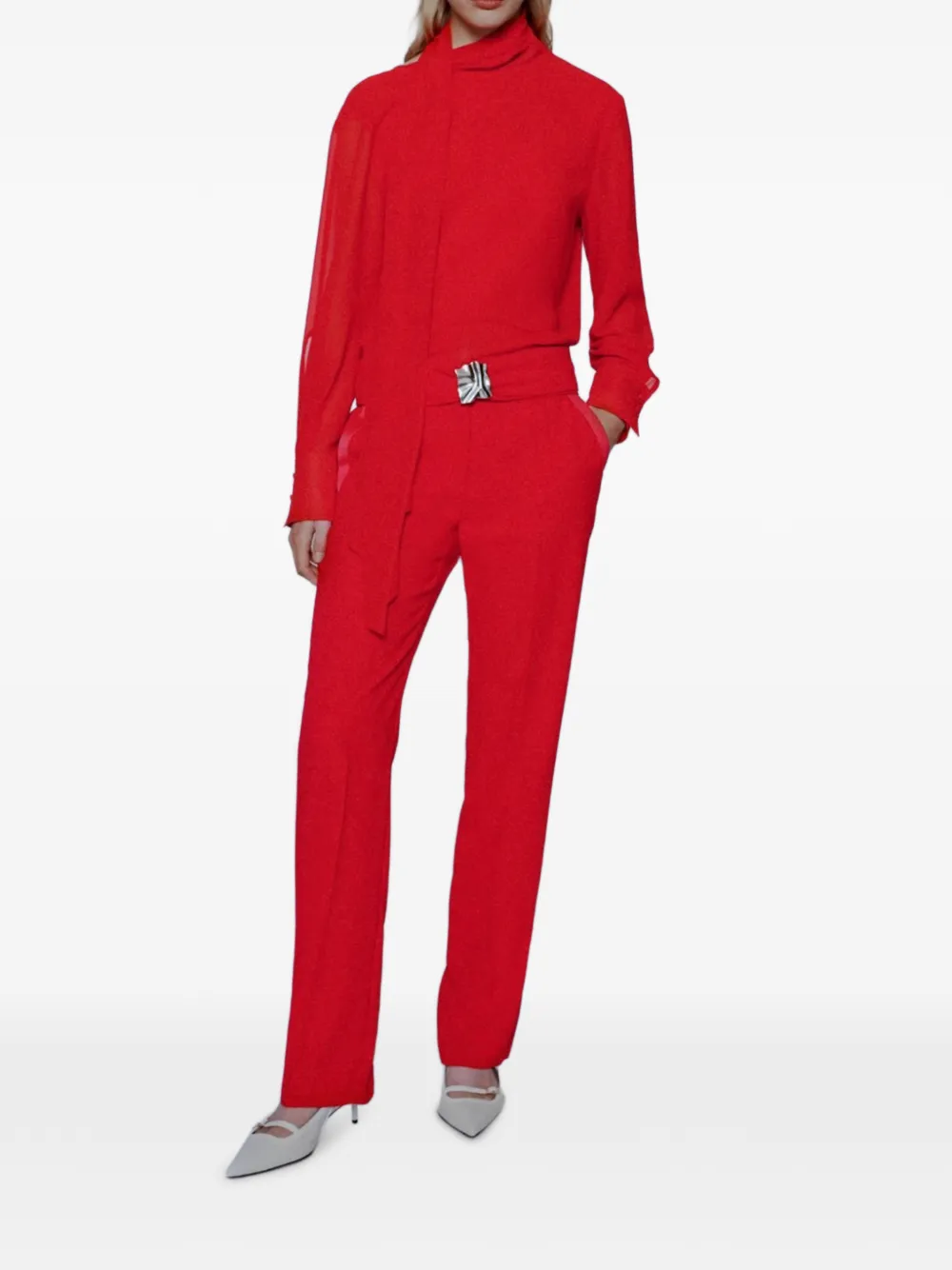  Marella Tie-neck Long-sleeved Top - Red 