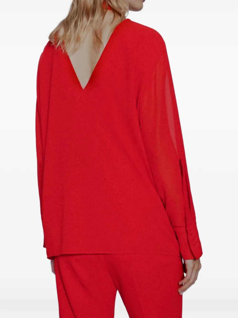  Marella Tie-neck Long-sleeved Top - Red 