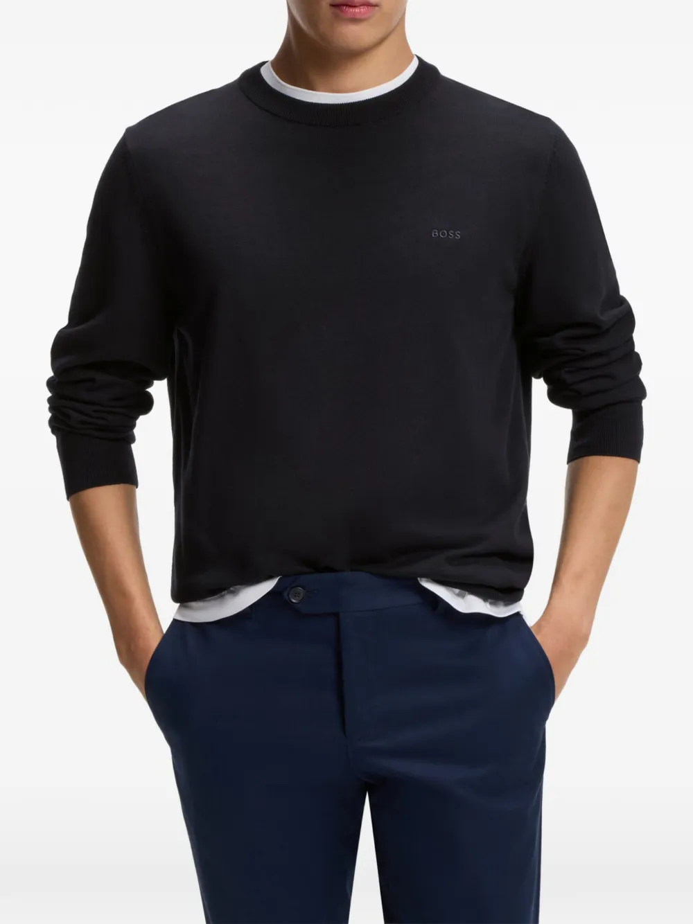 BOSS Sweater met ronde hals Blauw