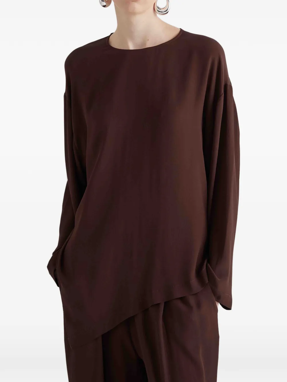  Meimeij Asymmetric Blouse - Brown 