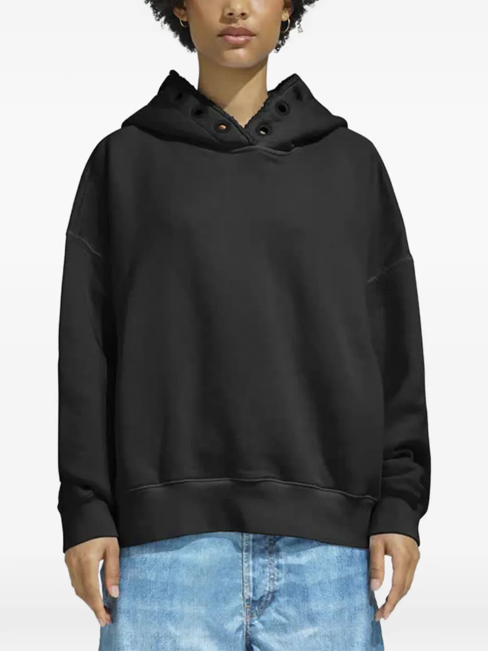 Khrisjoy eyelet-embellishment hoodie - Nero