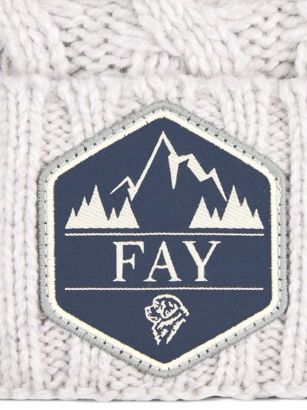  Fay Cable-knit Logo-patch Beanie Hat - White 