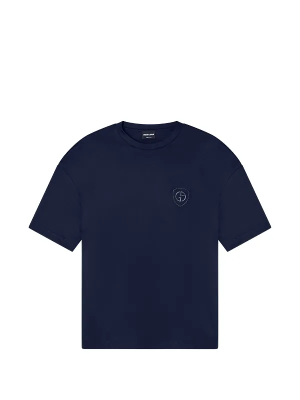 Giorgio Armani Organic Cotton Interlock Crew-neck T-shirt in Blue