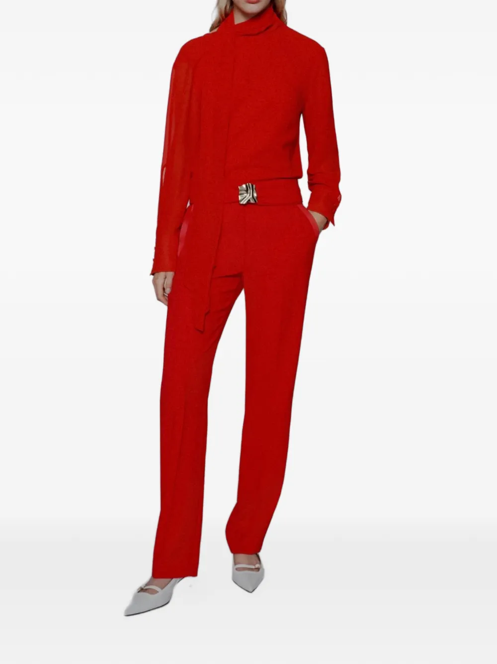  Marella Buckle-belted Trousers - Red 